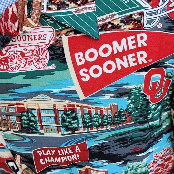 OU OKLAHOMA SOONERS Football‎ Reyn Spooner Rayon Large Hawaiian Shirt VTG RARE
